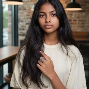 Silver Heart Filigree Ring (419)